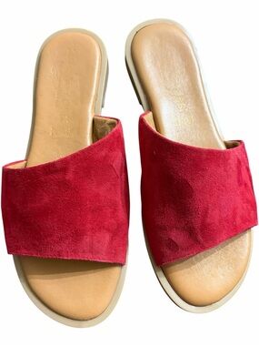 Simona Rossi Made in Italy Red Suede Slide Sand